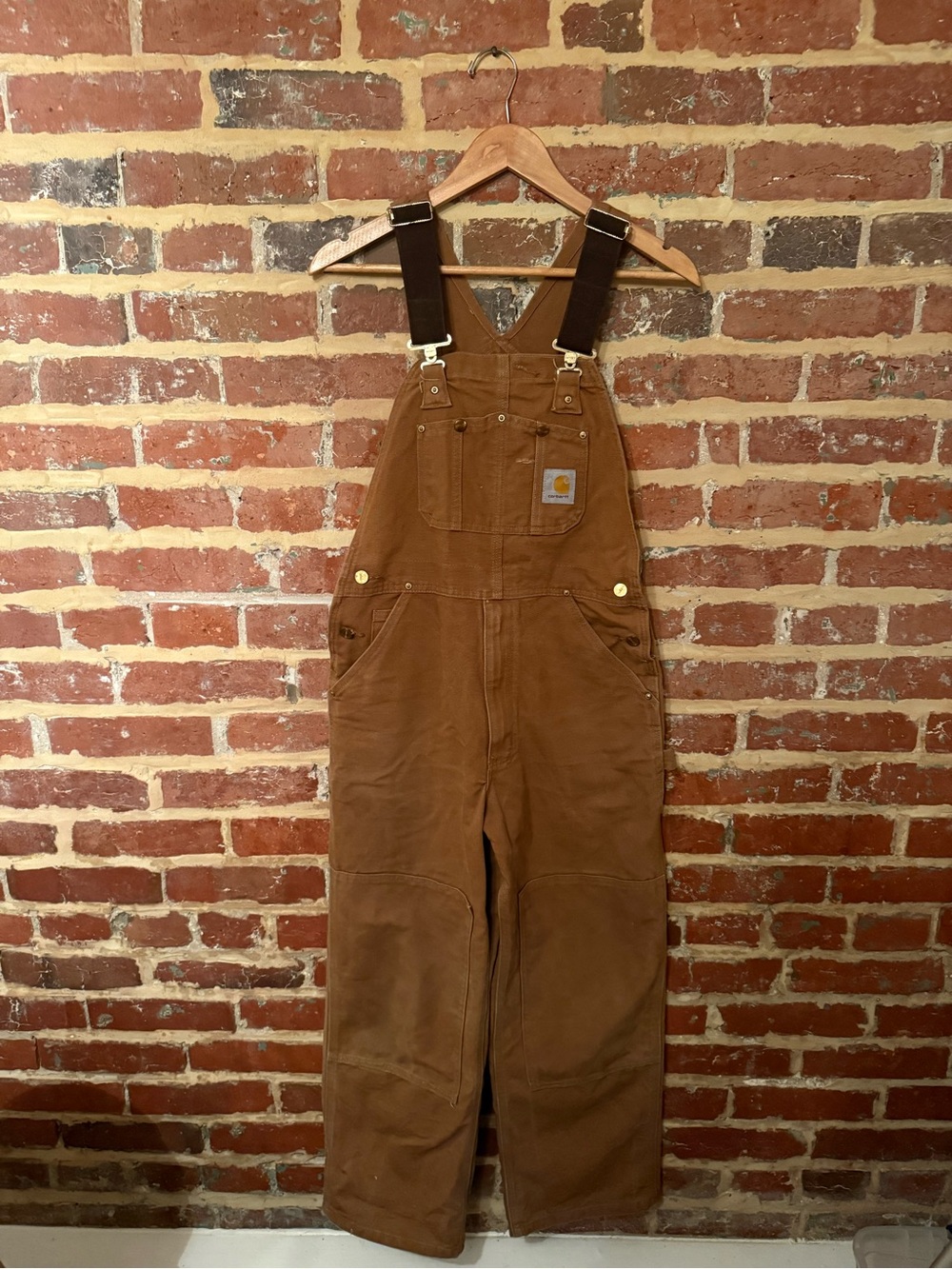 Carhartt Brown Women's Duck Canvas Overalls with Dark Brown Straps